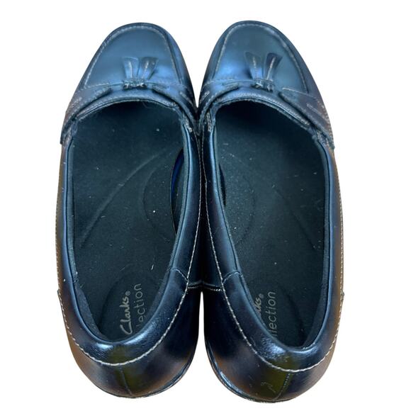 Clarks Ashland Bubble Slip On Black Leather Women Tassel Loafer Comfort Shoes 11 - Picture 10 of 15